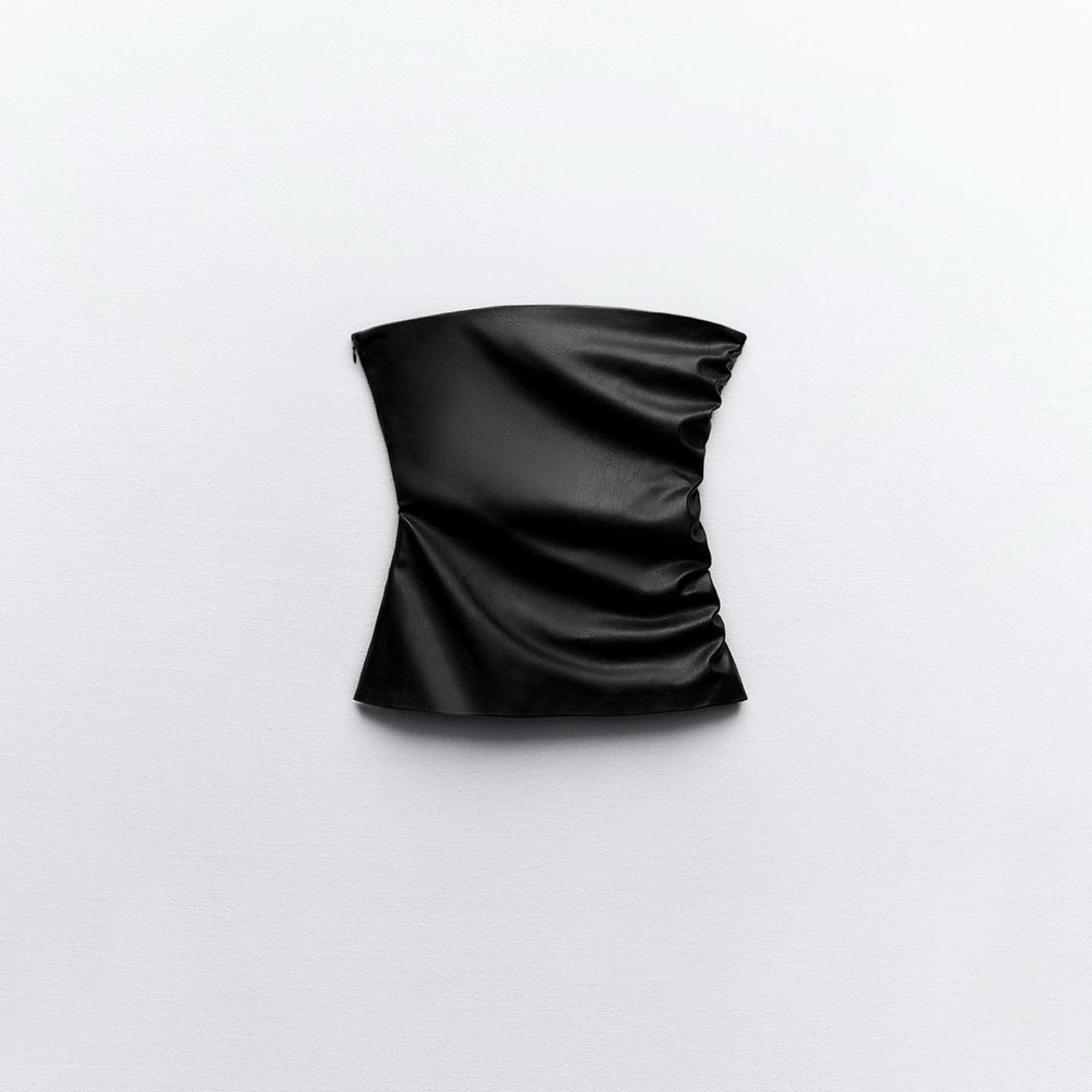 Zara Black Faux Leather Top